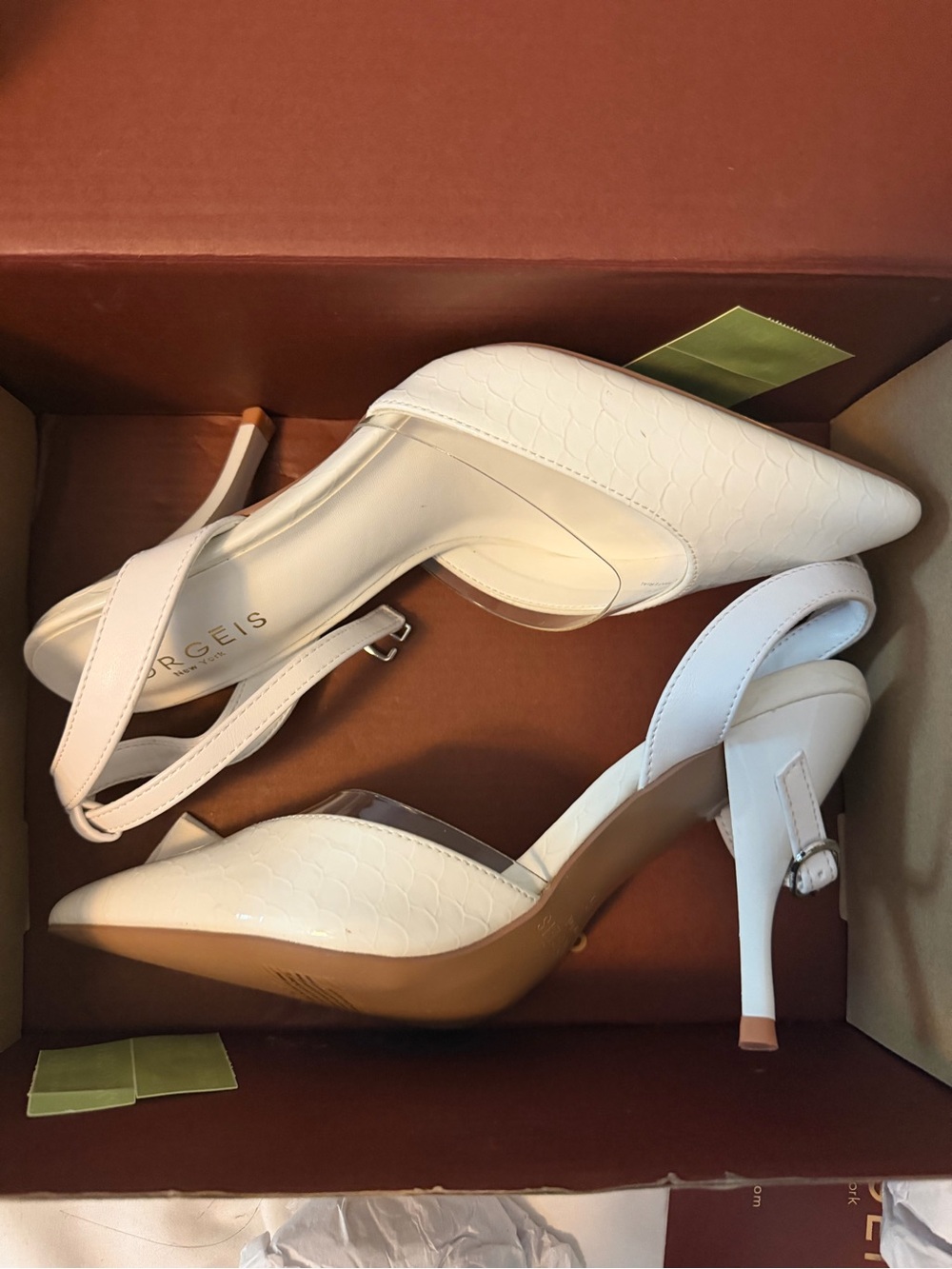 Willow White Pointed-Toe Slingback Heels